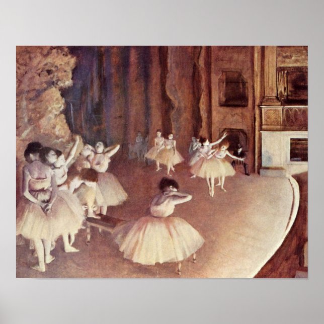 Póster Edgar Degas - Ensayo de vestir el escenario de bal (Frente)