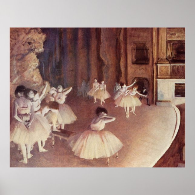 Póster Edgar Degas - Escenario de ensayo de vestir Ballet (Frente)