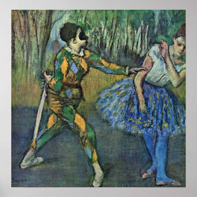 Póster Edgar Degas - Harlequin y Columbine (Frente)