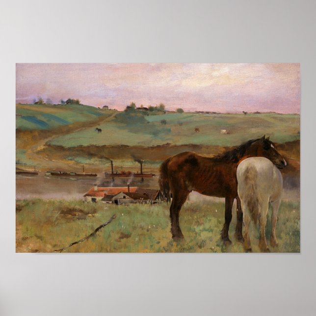 Póster Edgar Degas - Horses in a Meadow (Frente)