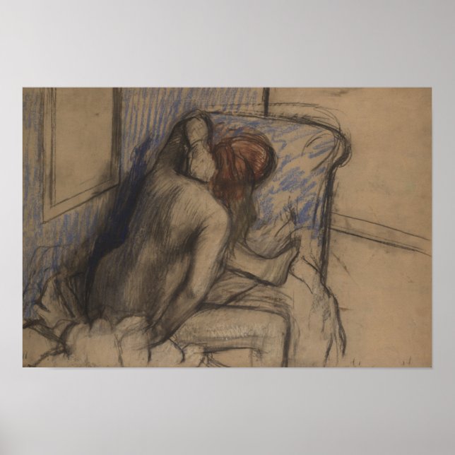 Póster Edgar Degas | Mujer secándose el pelo (Frente)