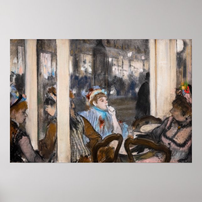 Póster Edgar Degas - Mujeres en una terraza cafetería por (Frente)
