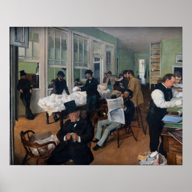 Póster Edgar Degas - Oficina de algodón en Nueva Orleans (Frente)