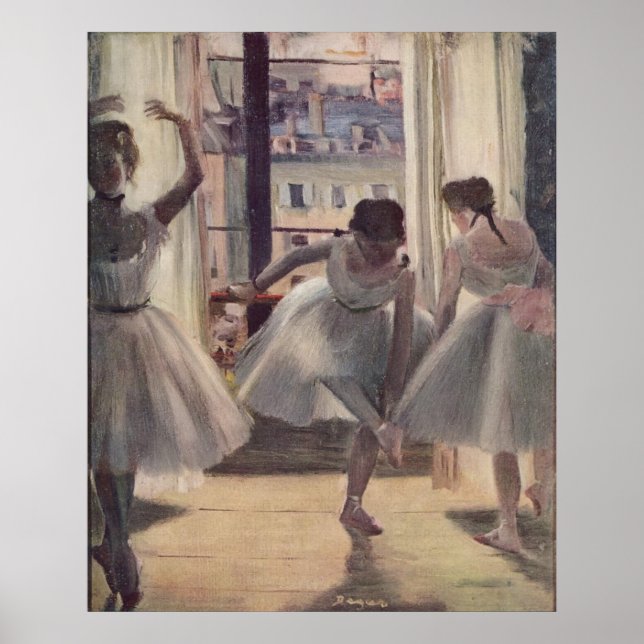 Póster Edgar Degas - Tres bailarinas en la Sala de Prácti (Frente)