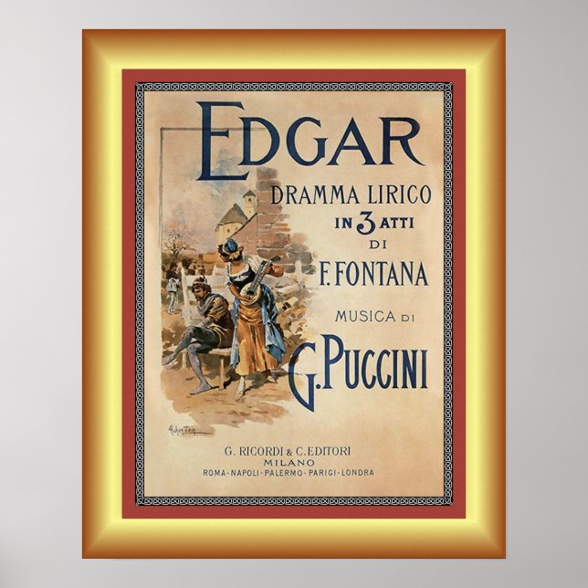 Póster Edgar ~Piccini ~ Drama lírico De F. Fountana ~ (Frente)