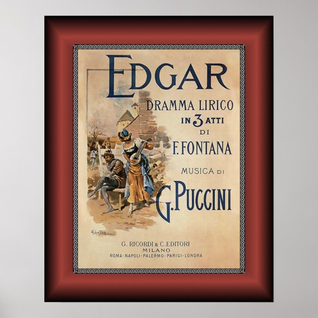 Póster Edgar ~ Puccini ~ Drama lírico De F. Fountana ~ (Frente)