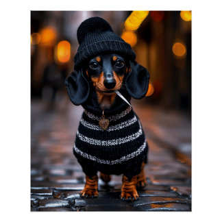 Póster Edgy Dachshund