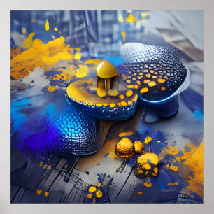 Póster Edgy Modern Blue Yellow Metallroom Pop Art