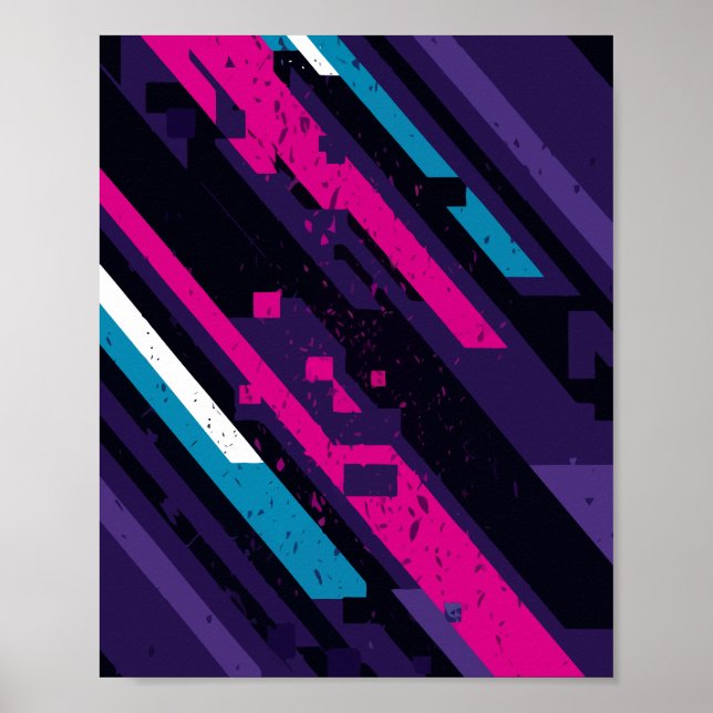 Póster Edgy Resumen Diseño Geométrico Diagonal (Frente)