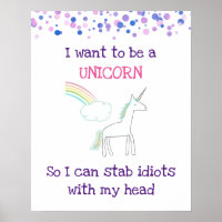 Edgy Unicorn con arcoiris y confetti graciosos