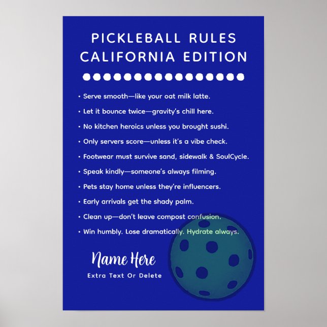 Póster Edición California de Pickleball Personalizado (Frente)