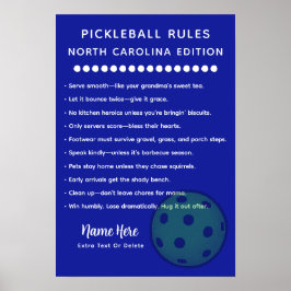 Póster Edición de North Carolina de Pickleball Personaliz