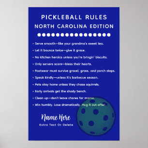 Póster Edición de North Carolina de Pickleball Personaliz