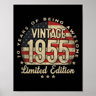 Póster Edición Limitada de 1955 Regalos Vintage de 70 año