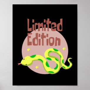 Póster Edición limitada de serpiente kawaii amarillo y ve