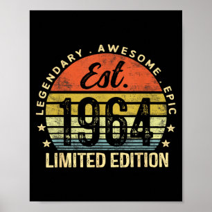 Póster Edición Limitada Est 1964 Cumpleaños 61 Vintage 61