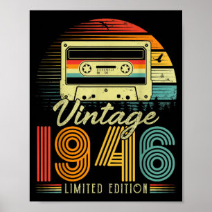Póster Edición Limitada Retro Vintage 1946 80 Años Bi