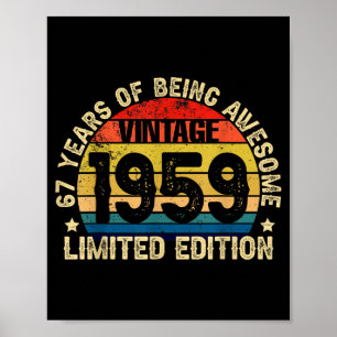 Póster Edición Limitada Vintage 1959 67 Años De Ser Impre