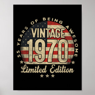 Póster Edición Limitada Vintage 1970 Regalos de 55 años U