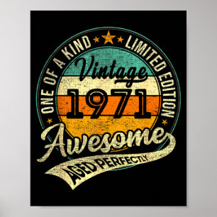 Póster Edición Limitada Vintage 1971 55 Años Cumpleaños 5