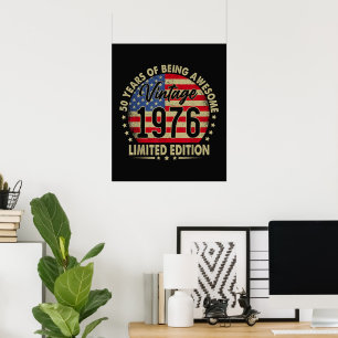 Póster Edición Limitada Vintage 1976 50 Años de Edad