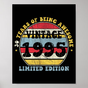Póster Edición Limitada Vintage 1995 de 30 años cumpleaño