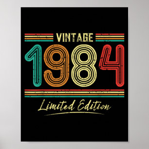 Póster Edición Retro Hombres Cumpleaños Vintage 1984 Lied