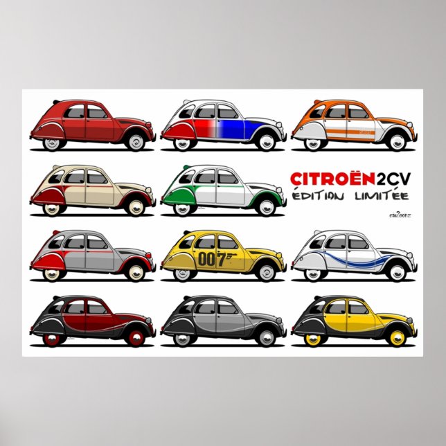 Póster Ediciones limitadas de Citroën 2CV (Frente)