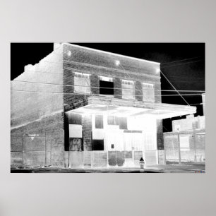 Póster Edificio abandonado antiguo negativo
