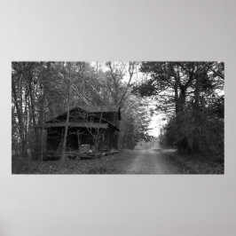 Póster Edificio antiguo al lado de la carretera de tierra