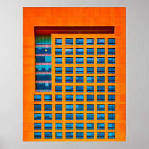 Póster Edificio azul y naranja