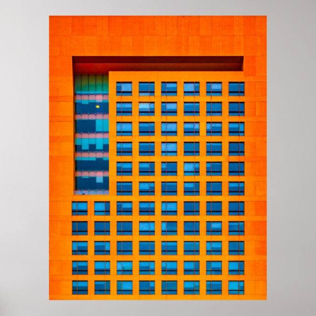 Póster Edificio azul y naranja (Frente)