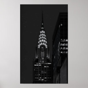 Póster Edificio Chrysler de noche