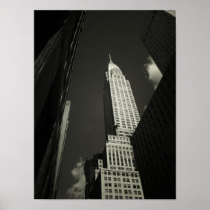 Póster Edificio Chrysler, negro y blanco, pequeño