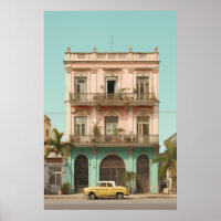 Edificio colonial auto amarillo La Habana Cuba