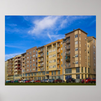 Póster edificio de apartamentos