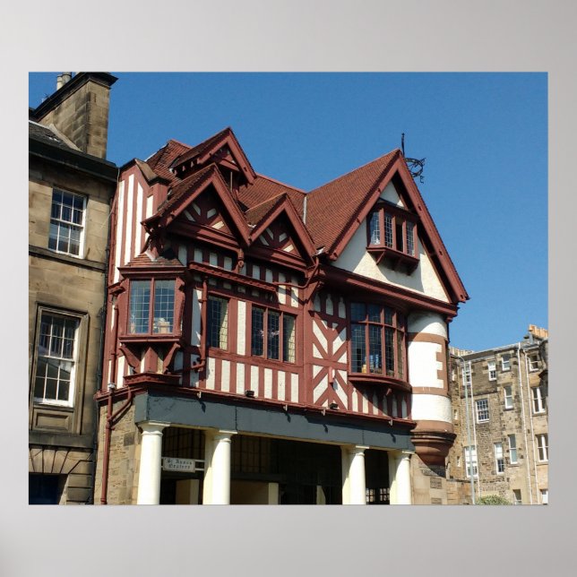 Póster Edificio de armazones de encino Tudor, Edimburgo,  (Frente)