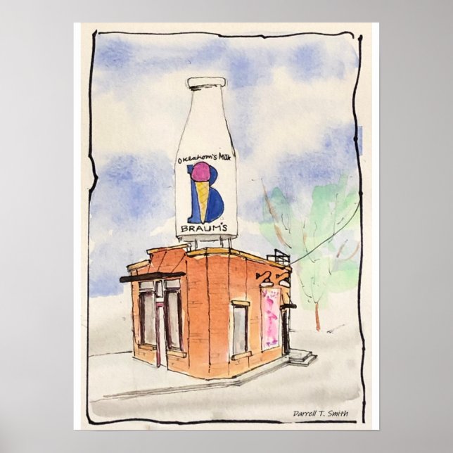 Póster Edificio de botellas de la leche de Braums - Ciuda (Frente)