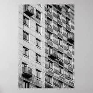PÓSTER EDIFICIO DE CONCRETO BLANCO Y NEGRO