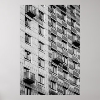 PÓSTER EDIFICIO DE CONCRETO BLANCO Y NEGRO