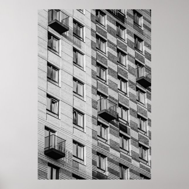 PÓSTER EDIFICIO DE CONCRETO BLANCO Y NEGRO (Frente)