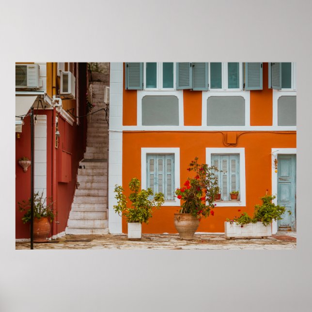 Póster EDIFICIO DE CONCRETO naranja BLANCO Y GRIS (Frente)