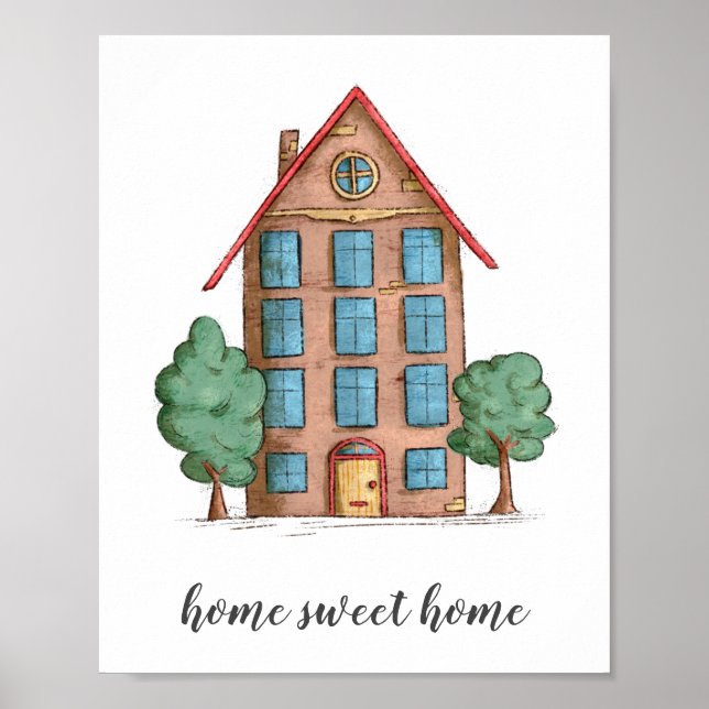 Póster Edificio de departamentos para casas dulce ilustra (Frente)