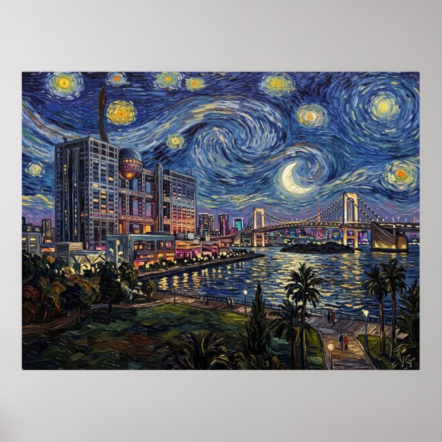 Póster Edificio de Fuji Television bajo el estrellado Ni  (Frente)