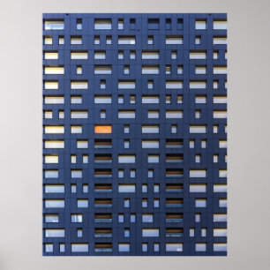 Póster Edificio de hormigón azul y blanco