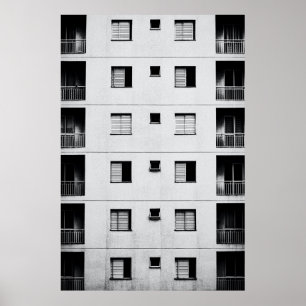 Póster Edificio de hormigón blanco