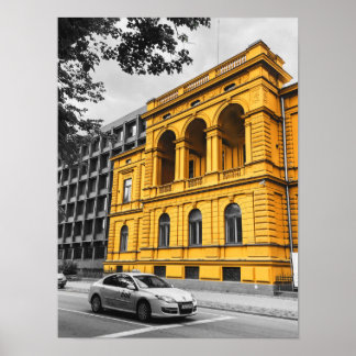 Póster Edificio de la ciudad amarilla fotografía Minimali
