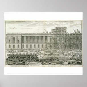 Póster Edificio de la entrada principal del Louvre, París