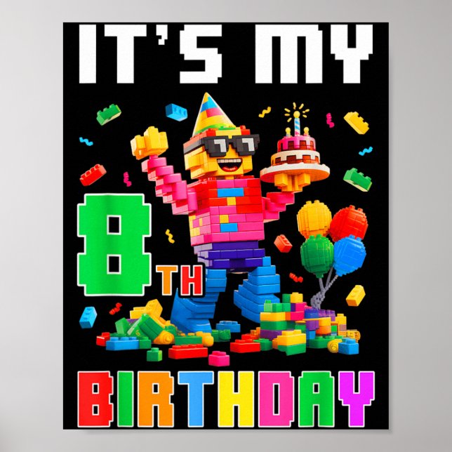 Póster Edificio de ladrillo del 8 cumpleaños Eight Eight  (Frente)