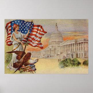 Póster Edificio del Capitolio de Columbia y Estados Unido